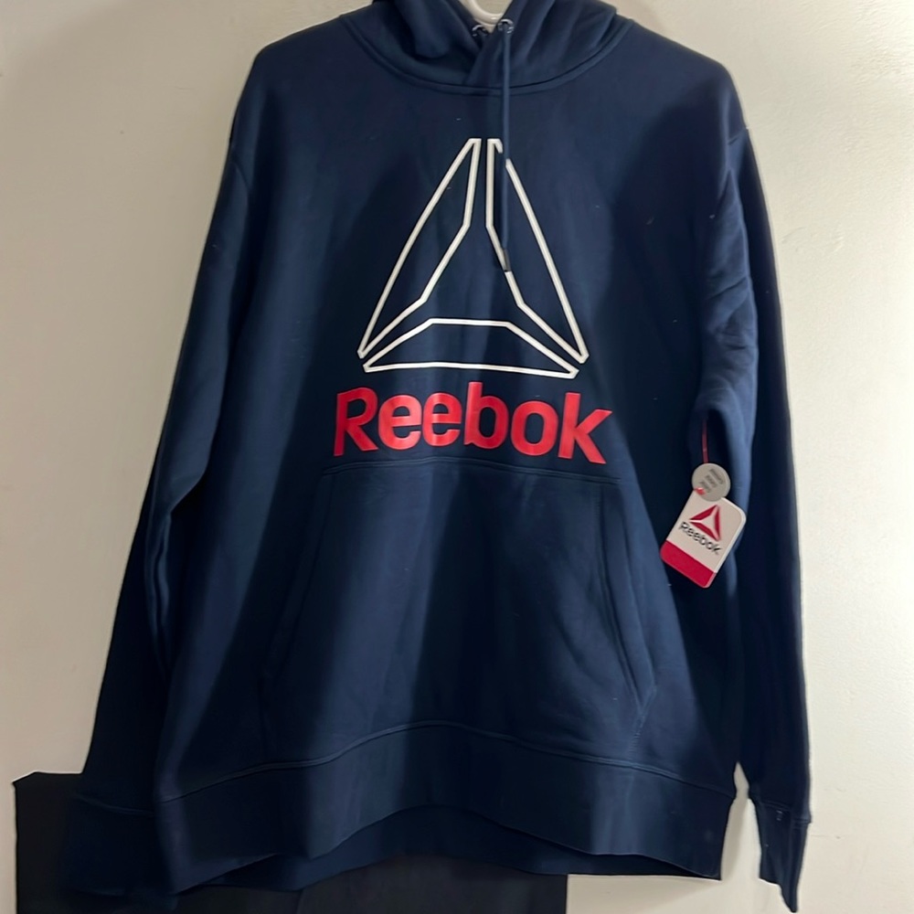 NEW Reebok Men's Delta Logo Blue Hoodie Size XL Unisex